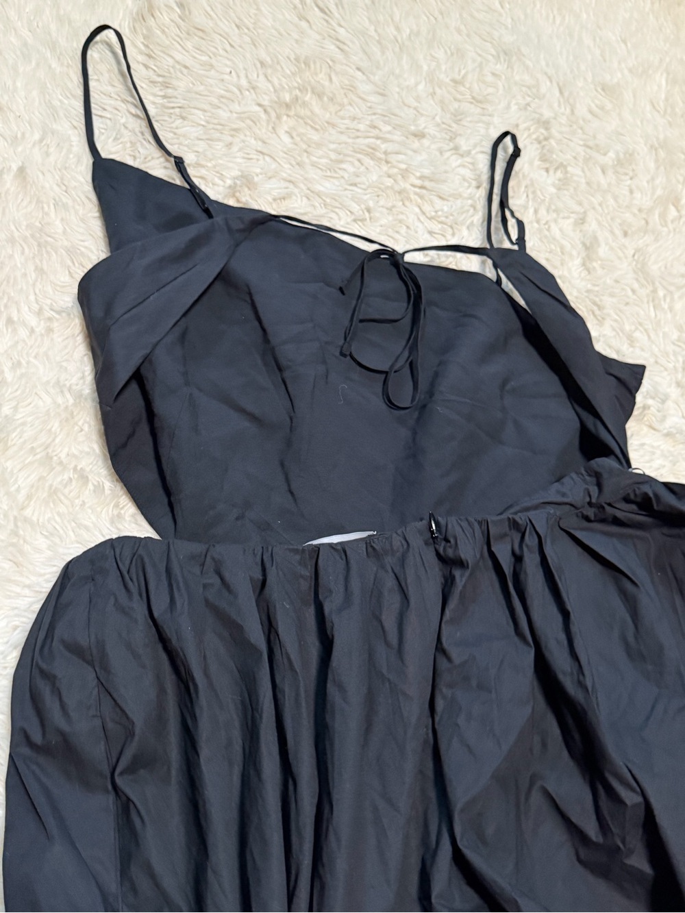NWT J.Crew Collection Side-Cutout Cotton PoplinMidi Dress in Black - Size 14 - Picture 3 of 5